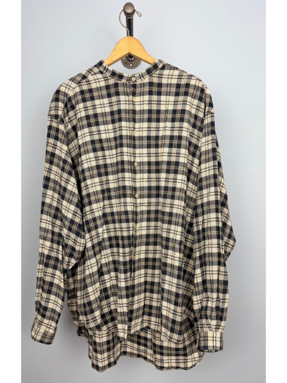 Giorgio Armani Le Collezioni Plaid Cotton/Wool Mandarin Collar XL Made In Italy